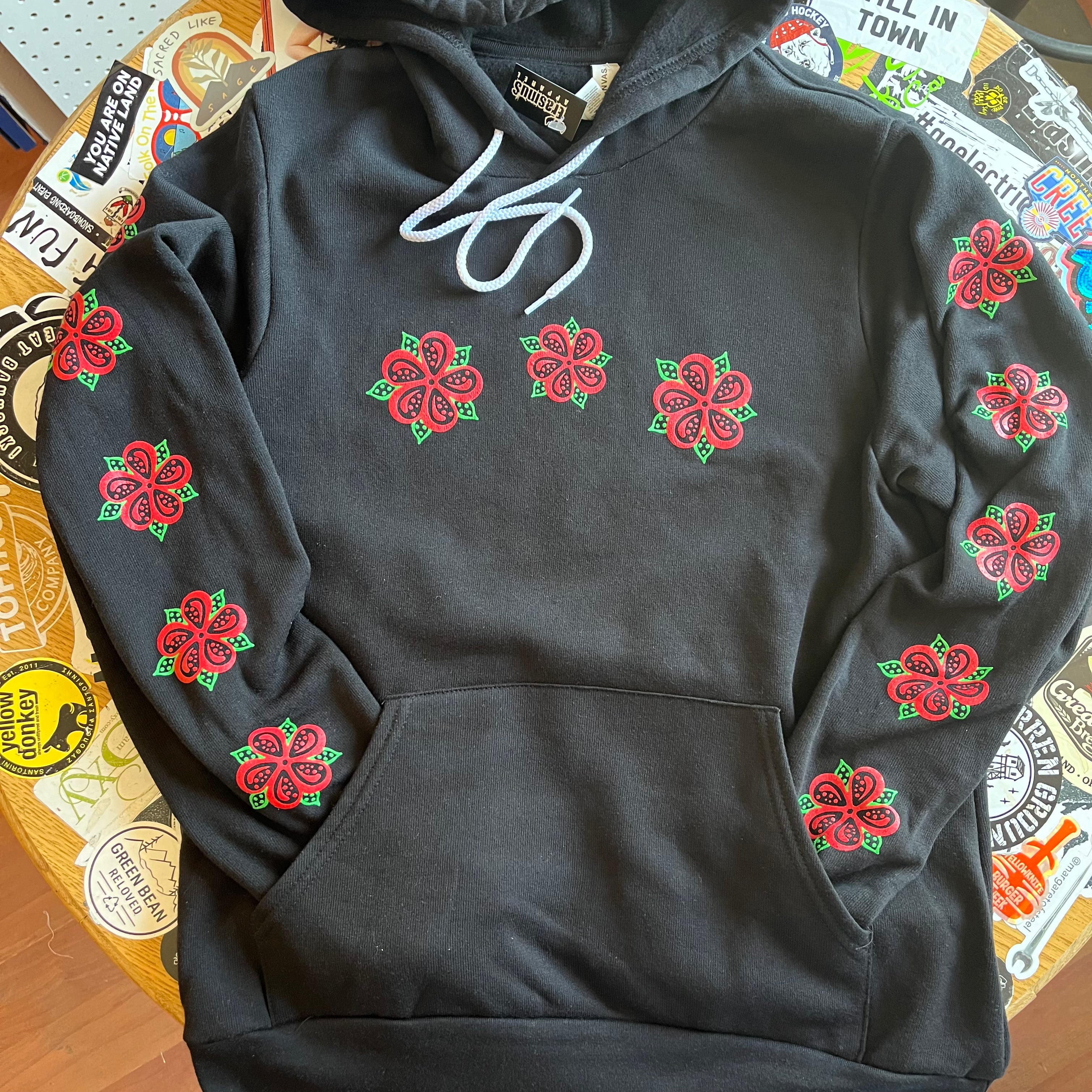 Green hoodie with rose sales